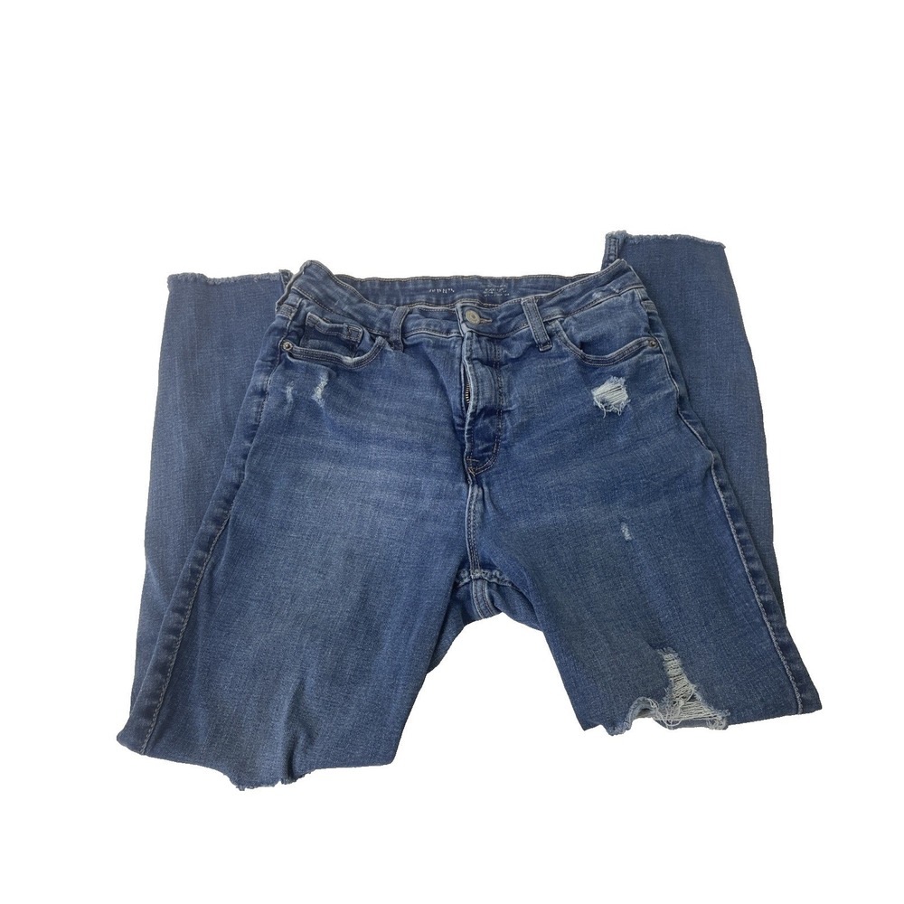 Old Navy Rockstar Super Skinny Jeans Womens 2 Medium Blue Distressed Raw Hem Exc